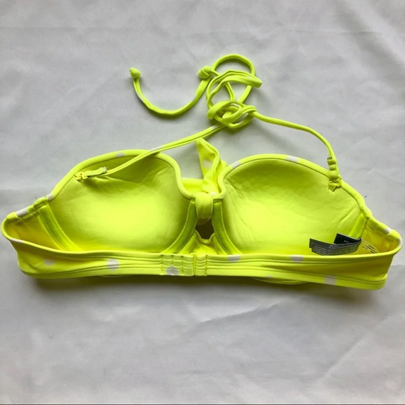 Aerie holly neon yellow polka dot push up bikini swimsuit top 34A - Picture 2 of 4